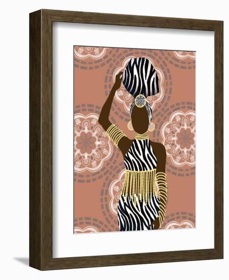 Woman Mandala Zebra Print Coral-Matthew Piotrowicz-Framed Art Print