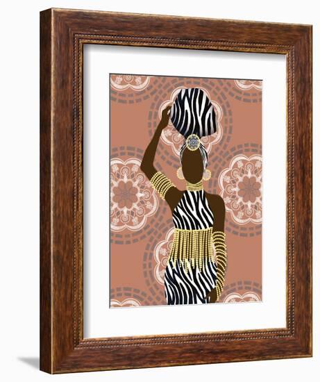 Woman Mandala Zebra Print Coral-Matthew Piotrowicz-Framed Art Print