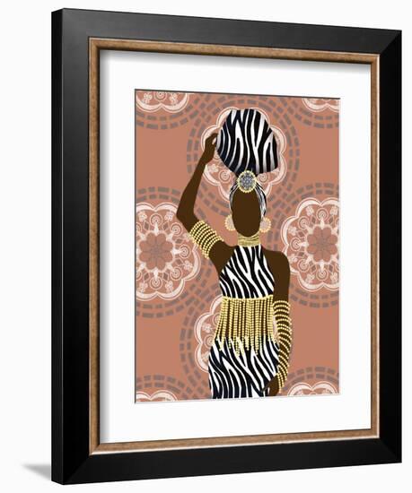 Woman Mandala Zebra Print Coral-Matthew Piotrowicz-Framed Art Print