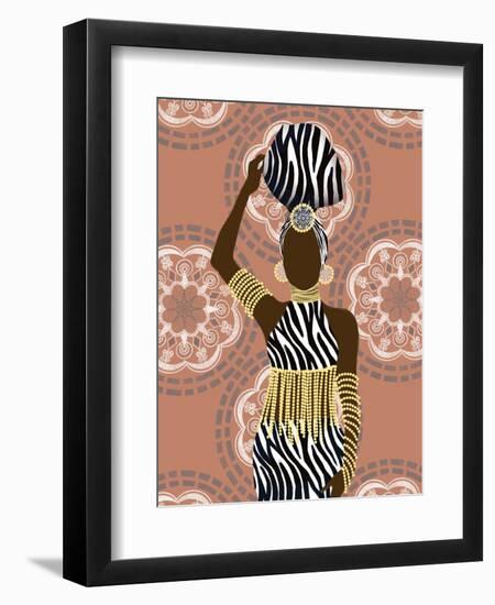 Woman Mandala Zebra Print Coral-Matthew Piotrowicz-Framed Art Print