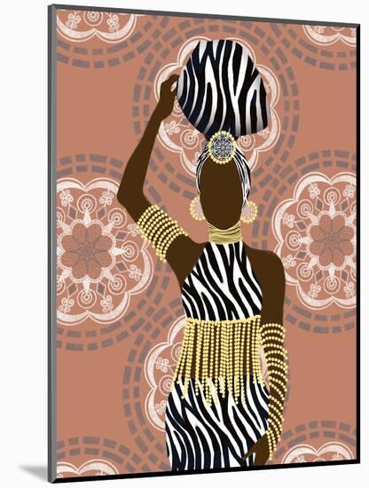 Woman Mandala Zebra Print Coral-Matthew Piotrowicz-Mounted Art Print