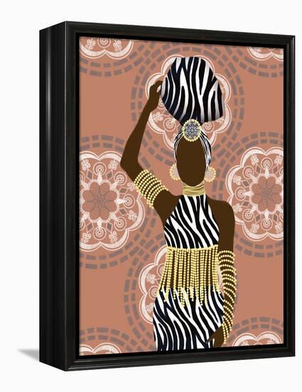 Woman Mandala Zebra Print Coral-Matthew Piotrowicz-Framed Stretched Canvas