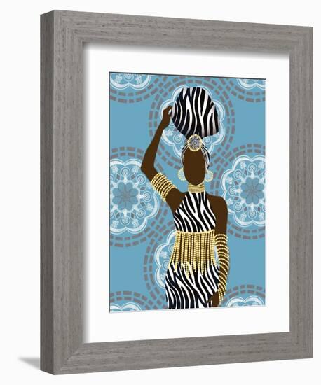 Woman Mandala Zebra Print Teal-Matthew Piotrowicz-Framed Art Print