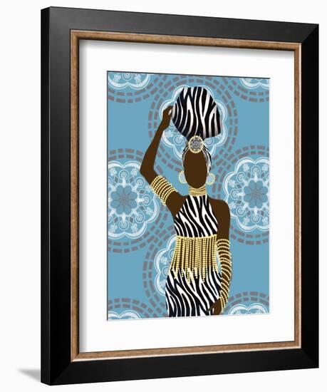 Woman Mandala Zebra Print Teal-Matthew Piotrowicz-Framed Art Print