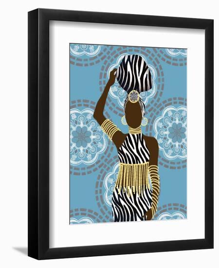 Woman Mandala Zebra Print Teal-Matthew Piotrowicz-Framed Art Print