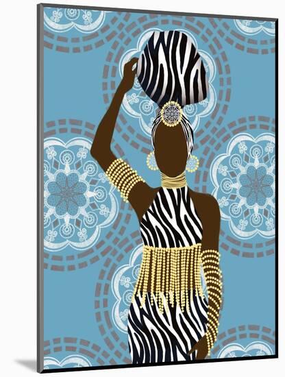 Woman Mandala Zebra Print Teal-Matthew Piotrowicz-Mounted Art Print