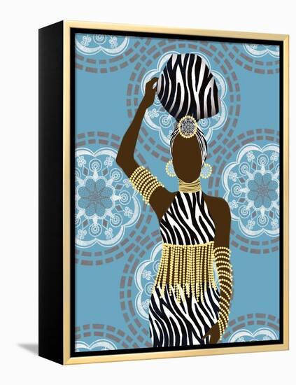 Woman Mandala Zebra Print Teal-Matthew Piotrowicz-Framed Stretched Canvas