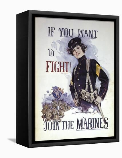 Woman Marines Want to Fight-null-Framed Premier Image Canvas