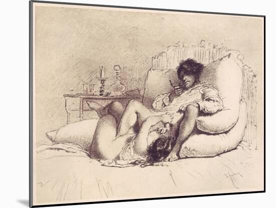 Woman Masturbating a Man on a Bed, Plate 18 from "Liebe," Published 1901 in Leipzig-Mihaly von Zichy-Mounted Giclee Print