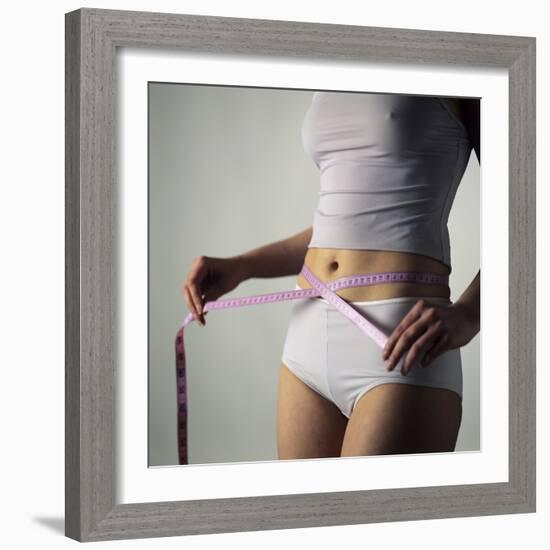 Woman Measuring Her Waist-Cristina-Framed Premium Photographic Print