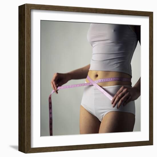 Woman Measuring Her Waist-Cristina-Framed Premium Photographic Print