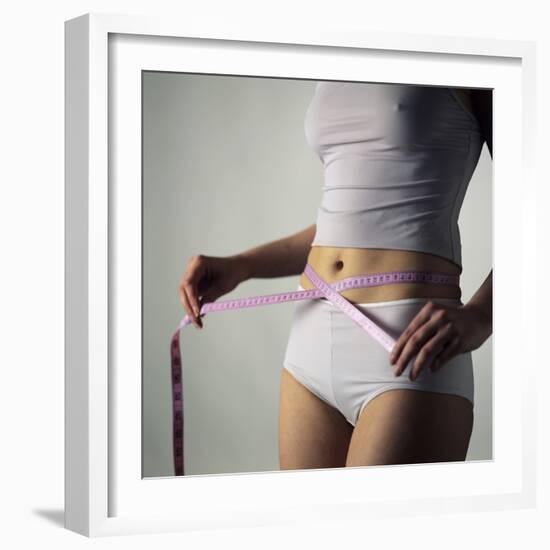 Woman Measuring Her Waist-Cristina-Framed Premium Photographic Print