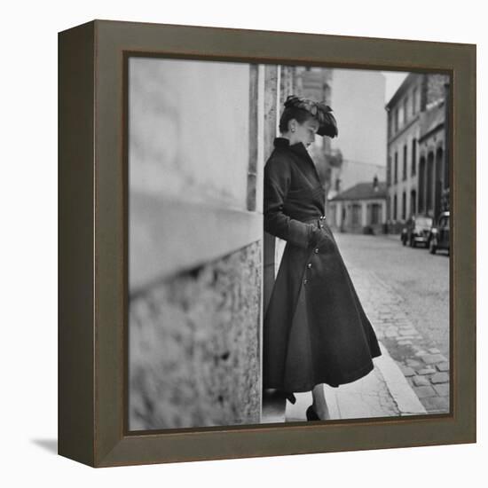 Woman Modeling a Back Flared Skirt-Gordon Parks-Framed Premier Image Canvas