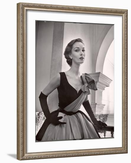 Woman Modeling a Short Ball Gown-Nina Leen-Framed Photographic Print