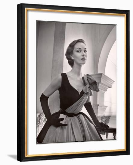 Woman Modeling a Short Ball Gown-Nina Leen-Framed Photographic Print