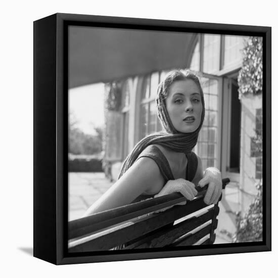 Woman Modeling College Fashion Head Scarfs, 1950-Nina Leen-Framed Premier Image Canvas