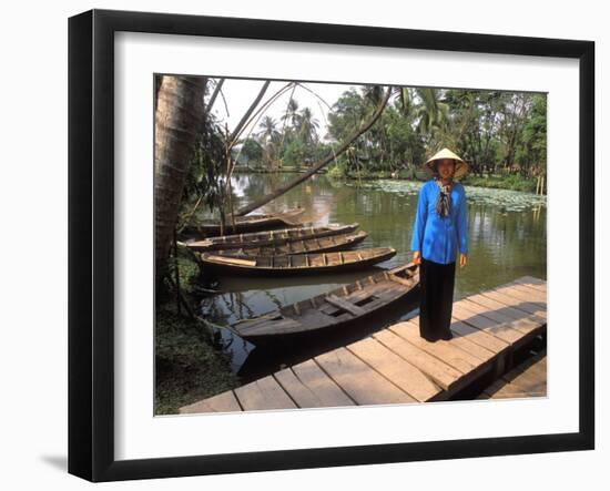 Woman Near Old Boats, Mekong Delta, Vietnam-Bill Bachmann-Framed Photographic Print