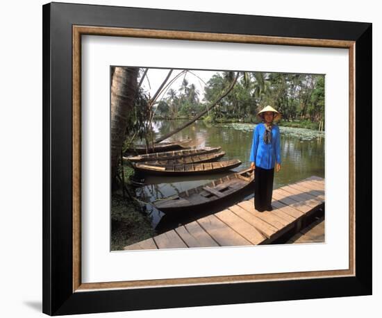 Woman Near Old Boats, Mekong Delta, Vietnam-Bill Bachmann-Framed Photographic Print