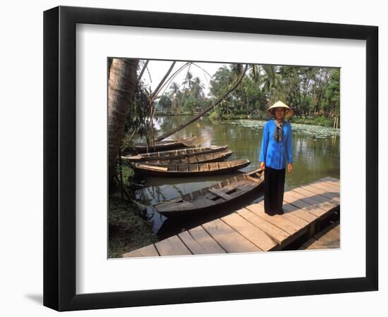 Woman Near Old Boats, Mekong Delta, Vietnam-Bill Bachmann-Framed Photographic Print