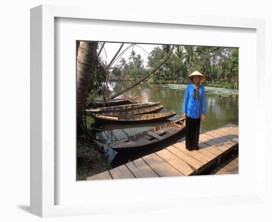 Woman Near Old Boats, Mekong Delta, Vietnam-Bill Bachmann-Framed Photographic Print