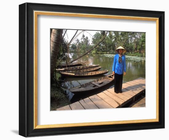 Woman Near Old Boats, Mekong Delta, Vietnam-Bill Bachmann-Framed Photographic Print