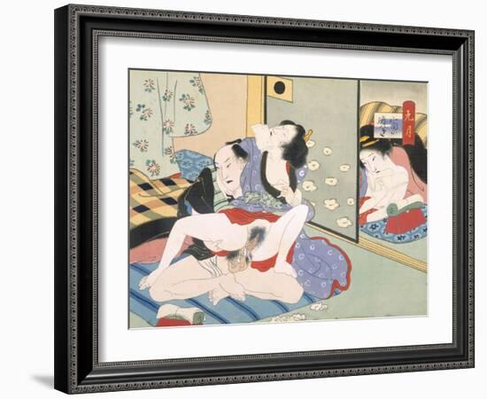 Woman Observing as Couple Have Sex-Japanese School-Framed Giclee Print