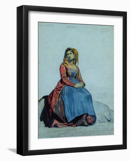 Woman of Procida, Seated (W/C on Paper)-Antoine Auguste Ernest Herbert or Hebert-Framed Giclee Print