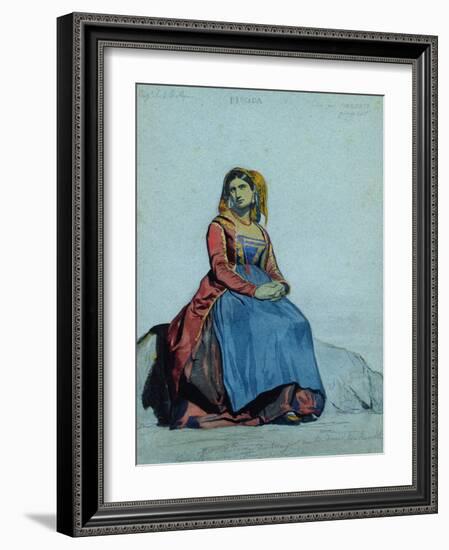 Woman of Procida, Seated (W/C on Paper)-Antoine Auguste Ernest Herbert or Hebert-Framed Giclee Print