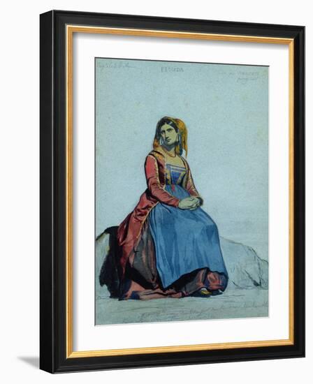 Woman of Procida, Seated (W/C on Paper)-Antoine Auguste Ernest Herbert or Hebert-Framed Giclee Print