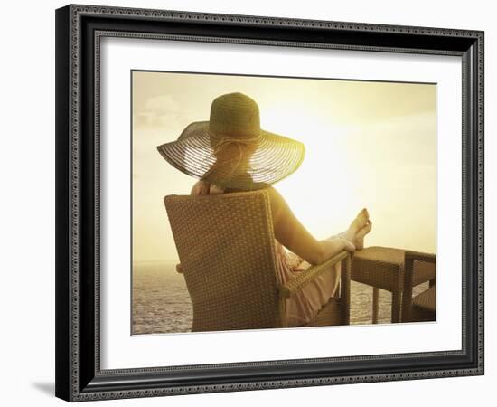 Woman on a Cruise Ship, Nassau, Bahamas, West Indies, Caribbean, Central America-Angelo Cavalli-Framed Photographic Print