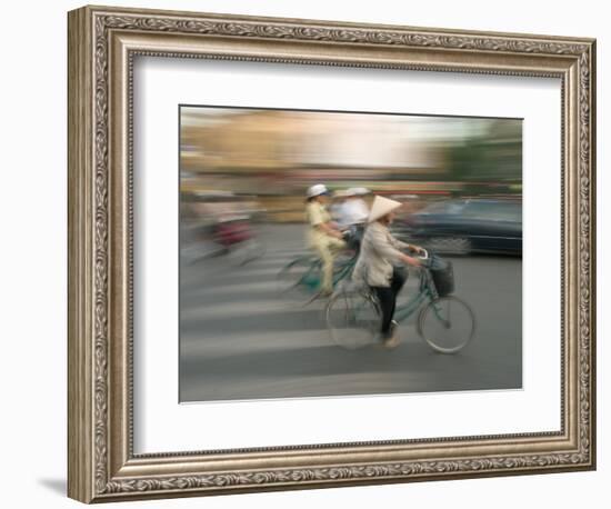 Woman on Bicycle, Hanoi, Vietnam-Gavriel Jecan-Framed Photographic Print