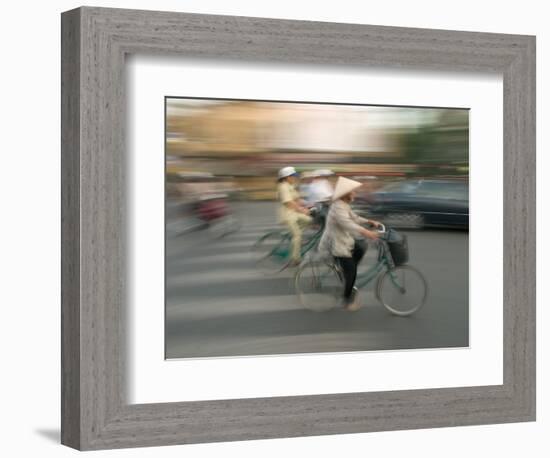 Woman on Bicycle, Hanoi, Vietnam-Gavriel Jecan-Framed Photographic Print