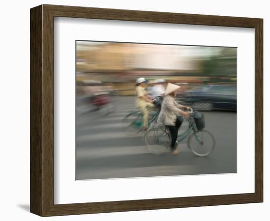 Woman on Bicycle, Hanoi, Vietnam-Gavriel Jecan-Framed Photographic Print