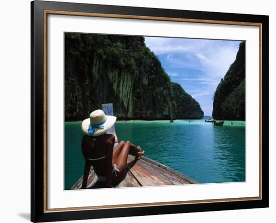 Woman on Boat, Phi Phi Island, Phuket-Angelo Cavalli-Framed Photographic Print