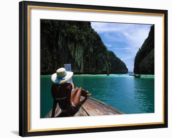 Woman on Boat, Phi Phi Island, Phuket-Angelo Cavalli-Framed Photographic Print