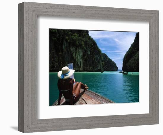 Woman on Boat, Phi Phi Island, Phuket-Angelo Cavalli-Framed Photographic Print