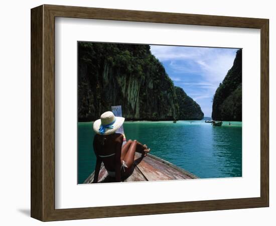 Woman on Boat, Phi Phi Island, Phuket-Angelo Cavalli-Framed Photographic Print