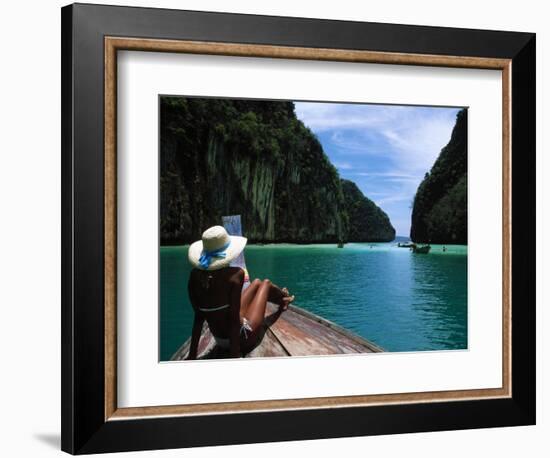 Woman on Boat, Phi Phi Island, Phuket-Angelo Cavalli-Framed Photographic Print