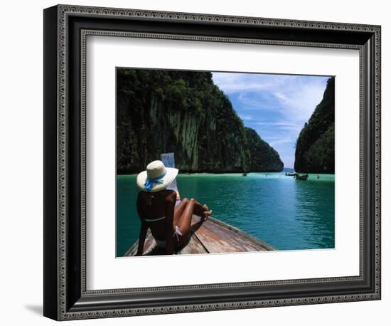 Woman on Boat, Phi Phi Island, Phuket-Angelo Cavalli-Framed Photographic Print