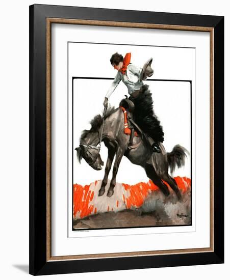 "Woman on Bucking Bronco,"April 19, 1924-Frank Hoffman-Framed Giclee Print