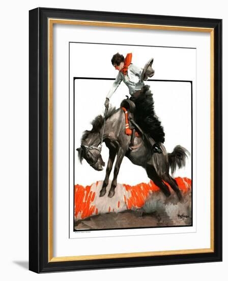 "Woman on Bucking Bronco,"April 19, 1924-Frank Hoffman-Framed Giclee Print