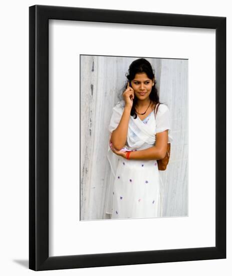 Woman on Cell Phone in Modern New Delhi, India-Bill Bachmann-Framed Photographic Print