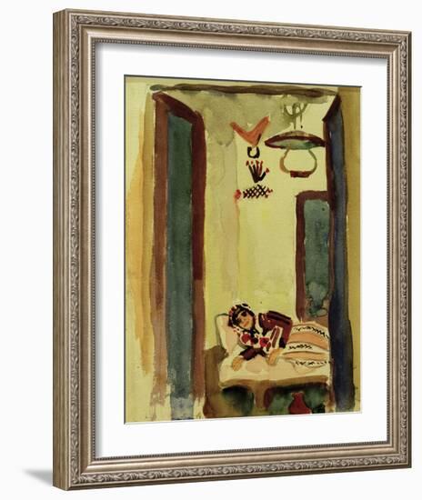 Woman on Daybed-Auguste Macke-Framed Giclee Print