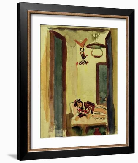 Woman on Daybed-Auguste Macke-Framed Giclee Print