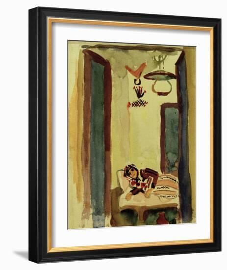 Woman on Daybed-Auguste Macke-Framed Giclee Print