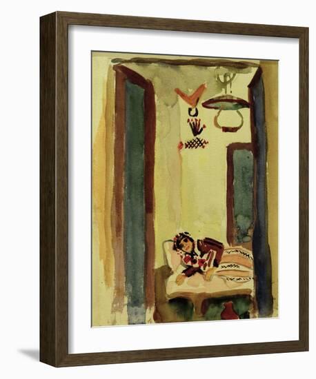 Woman on Daybed-Auguste Macke-Framed Giclee Print