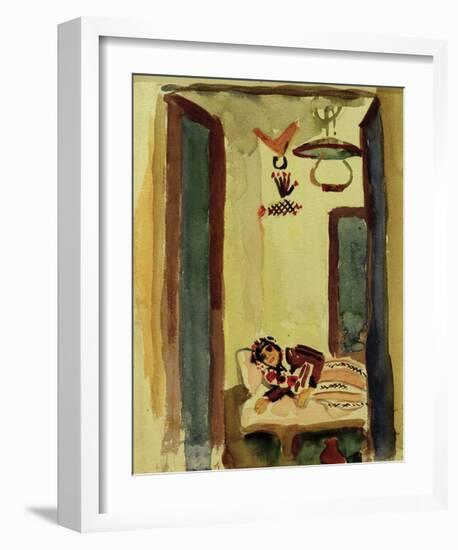 Woman on Daybed-Auguste Macke-Framed Giclee Print