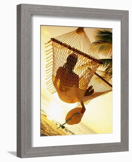 Woman on Hammock, Ari Atoll, White Sand Island-Angelo Cavalli-Framed Photographic Print