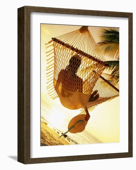 Woman on Hammock, Ari Atoll, White Sand Island-Angelo Cavalli-Framed Photographic Print