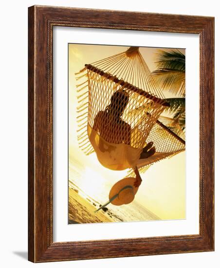 Woman on Hammock, Ari Atoll, White Sand Island-Angelo Cavalli-Framed Photographic Print